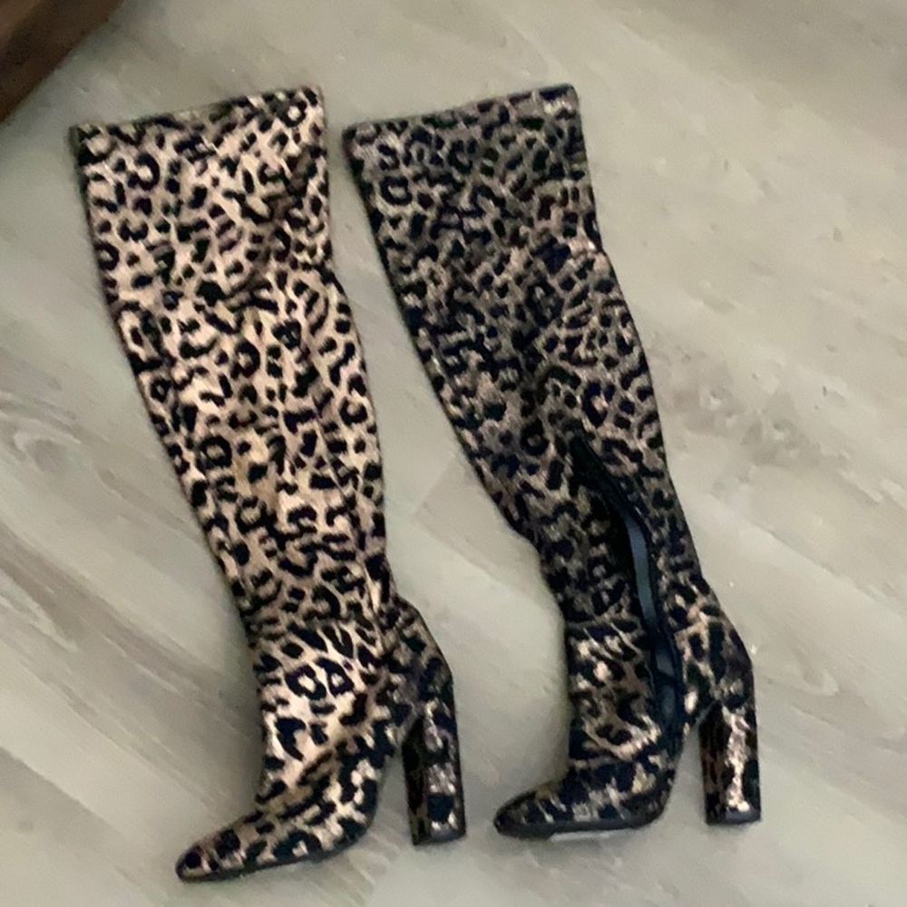 Leopard Print Over-the-Knee Boots